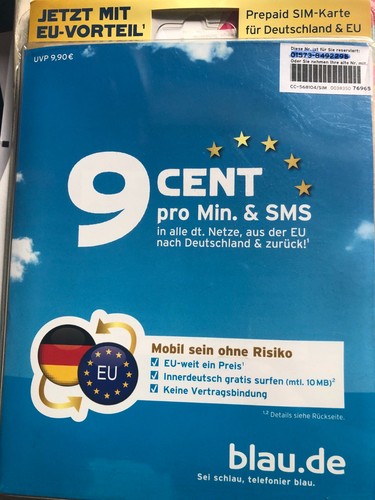 Sim card tedesca blau con - blau.de,